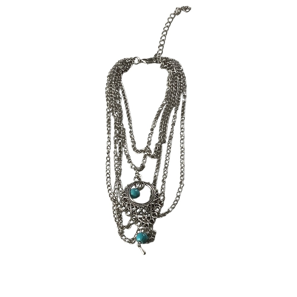 Fstrend‎ Boho Layered Anklet Women Silver Turquoise Bead Gypsy Festival Jewelry